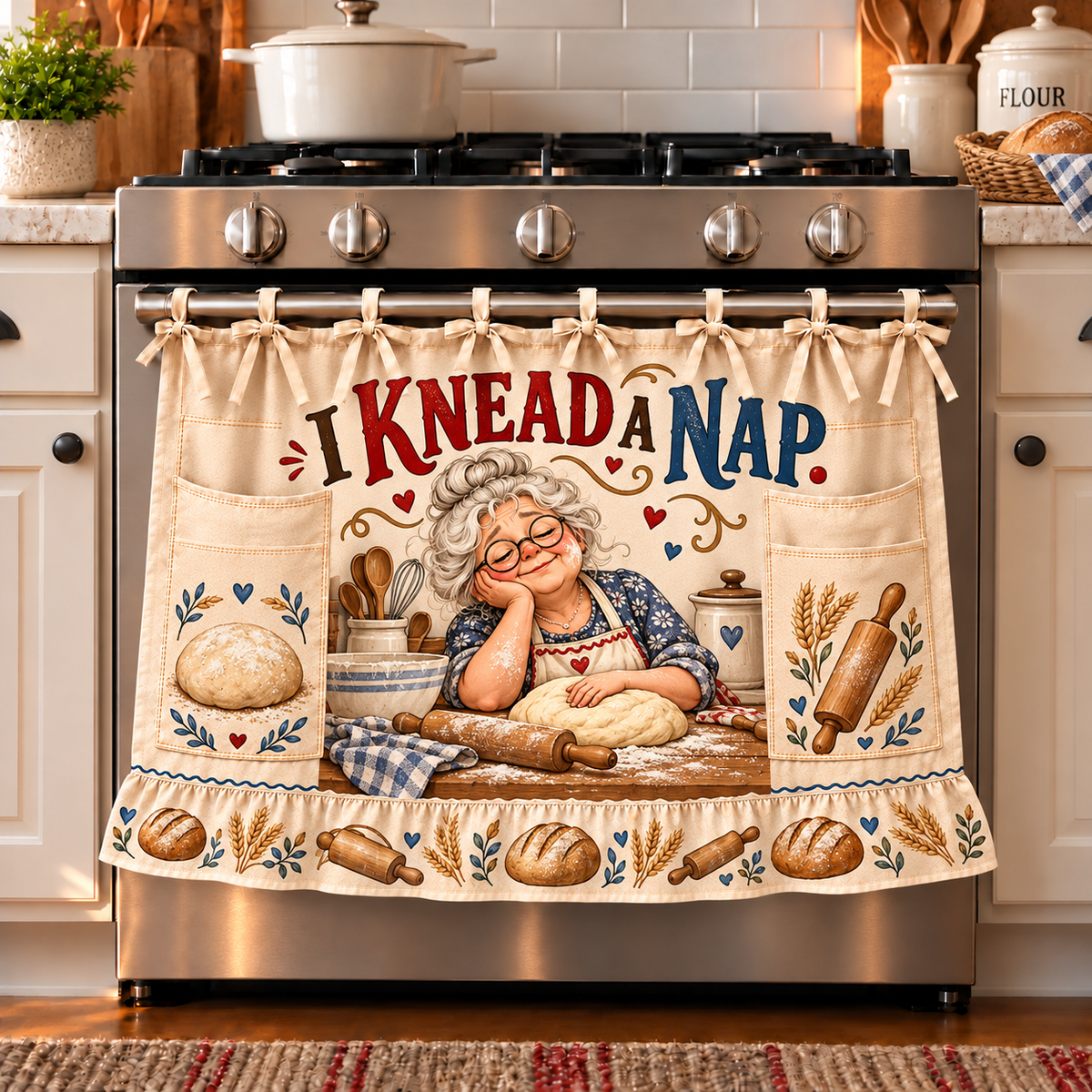 🔥Holiday Sale 70% OFF-👵 Funny Kitchen Sayings Farmhouse Oven Door Hanging Curtain