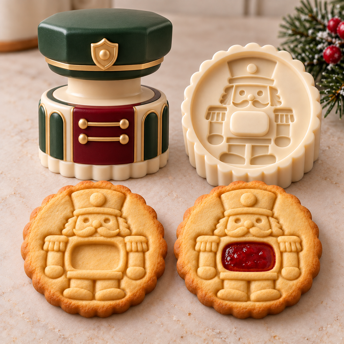 🔥Holiday Sale 70% OFF-Christmas Jam Cookie Press – Festive Character Handles & Embossed Designs