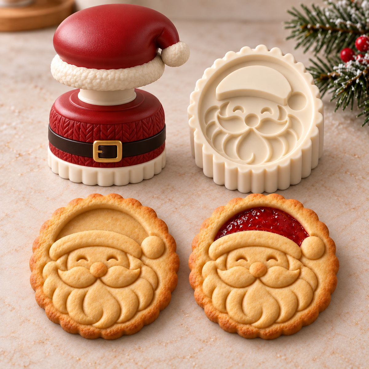 🔥Holiday Sale 70% OFF-Christmas Jam Cookie Press – Festive Character Handles & Embossed Designs