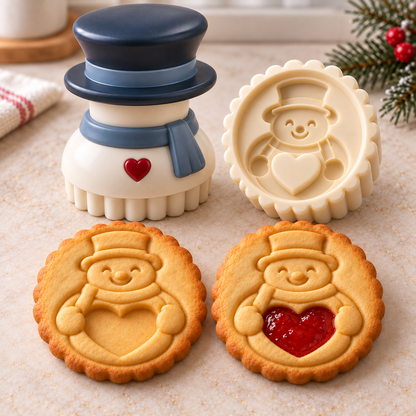 🔥Holiday Sale 70% OFF-Christmas Jam Cookie Press – Festive Character Handles & Embossed Designs