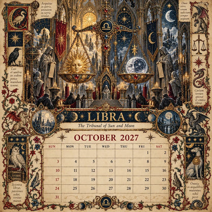 ✨2027 Zodiac Grimoire Calendar – 12 Months of Medieval Astrology Art📅