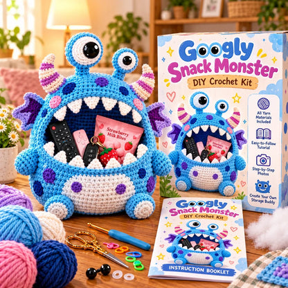 ✨🏆Limited Time Holiday Sale 70% OFF🎄Clutter Munchers Hungry Monster DIY Crochet Storage Buddies 👾🧶