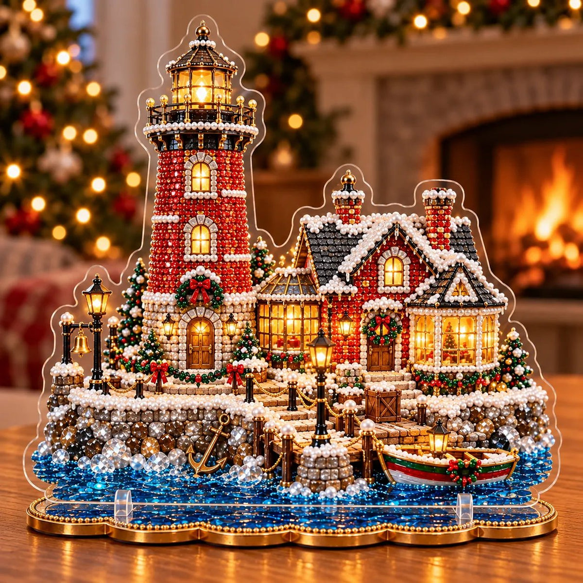 🔥 LAST DAY 70% OFF | 🎄2026 Christmas Lighthouse DIY Diamond Painting Kit – Sparkling Pearl Beads & Christmas Home Decor 🎁