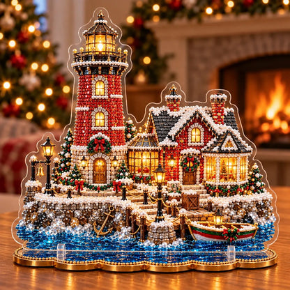 🔥 LAST DAY 70% OFF | 🎄2026 Christmas Lighthouse DIY Diamond Painting Kit – Sparkling Pearl Beads & Christmas Home Decor 🎁