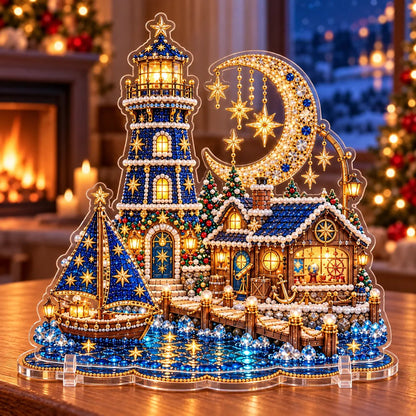 🔥 LAST DAY 70% OFF | 🎄2026 Christmas Lighthouse DIY Diamond Painting Kit – Sparkling Pearl Beads & Christmas Home Decor 🎁