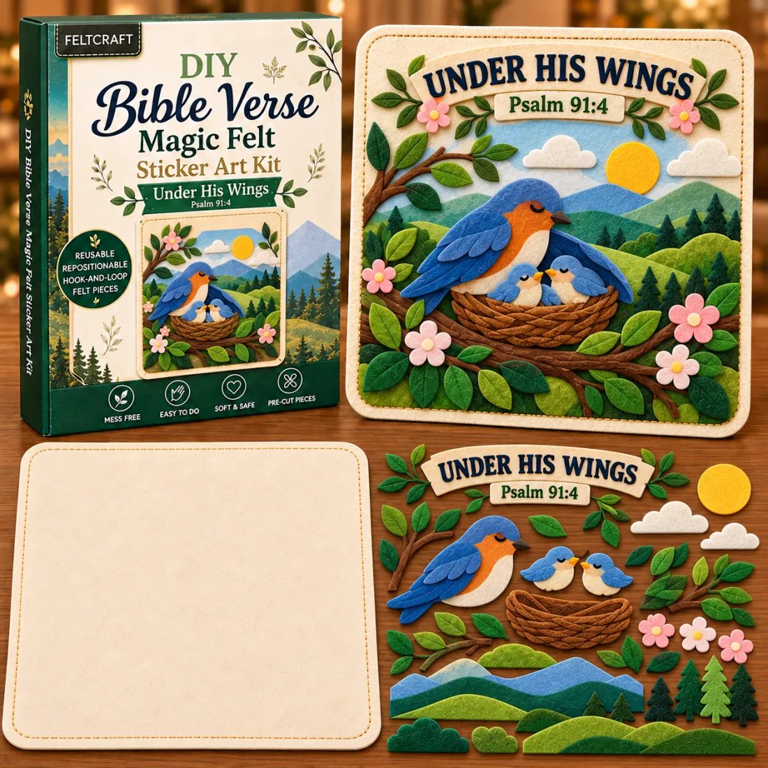 🔥 Holiday Sale: 70% OFF-🌿✝️ Bible Verse Magic Felt Sticker Art DIY Kit – 6 Faith-Inspired Designs