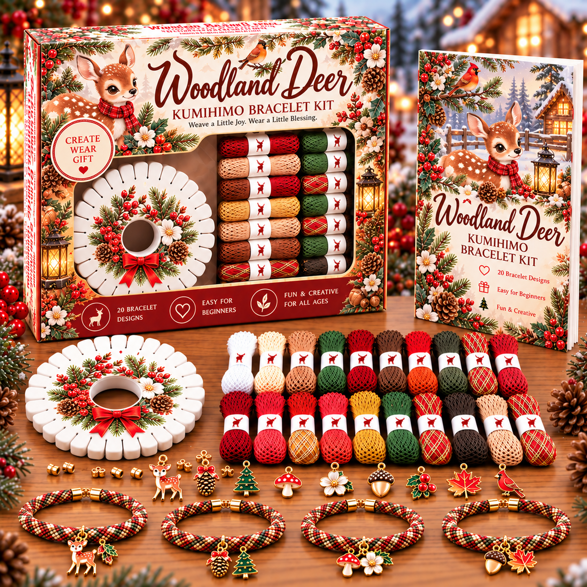 🔥 LAST DAY 70% OFF – ✨ Beginner-Friendly 🦋 Woodland & Garden Kumihimo Bracelet Making Kit – DIY Braided Friendship Bracelets & Creative Gift Set