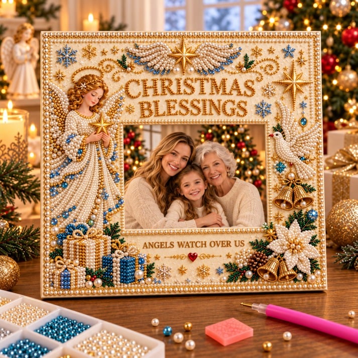 🔥Holiday Sale 70% OFF-🎄 DIY Christmas Pearl & Rhinestone Photo Frame Kit | Beginner-Friendly Holiday Craft 💎