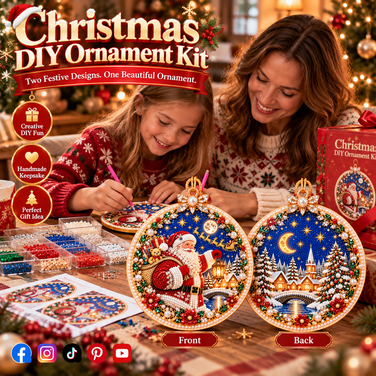 🔥 Holiday Sale: 70% OFF-🎄 2-in-1 DIY Double-Sided Christmas Diamond Art Ornament Kit – Handmade Holiday Tree Decoration & Keepsake Gift