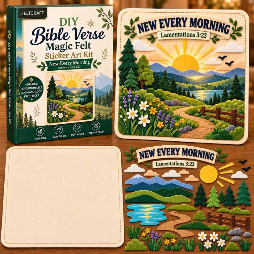 🔥 Holiday Sale: 70% OFF-🌿✝️ Bible Verse Magic Felt Sticker Art DIY Kit – 6 Faith-Inspired Designs