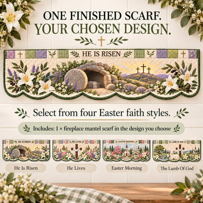 ⏳ Last Day 70% OFF – ✝️ Easter Quilted Fireplace Mantel Scarf 🌷