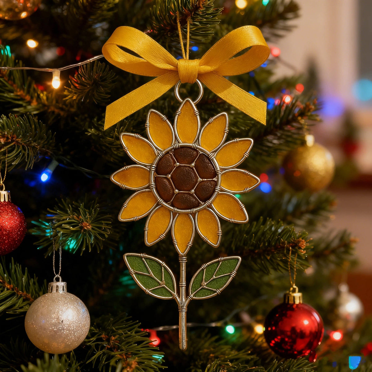 🌻Sunflower Sea Glass Ornament