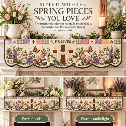 ⏳ Last Day 70% OFF – ✝️ Easter Quilted Fireplace Mantel Scarf 🌷