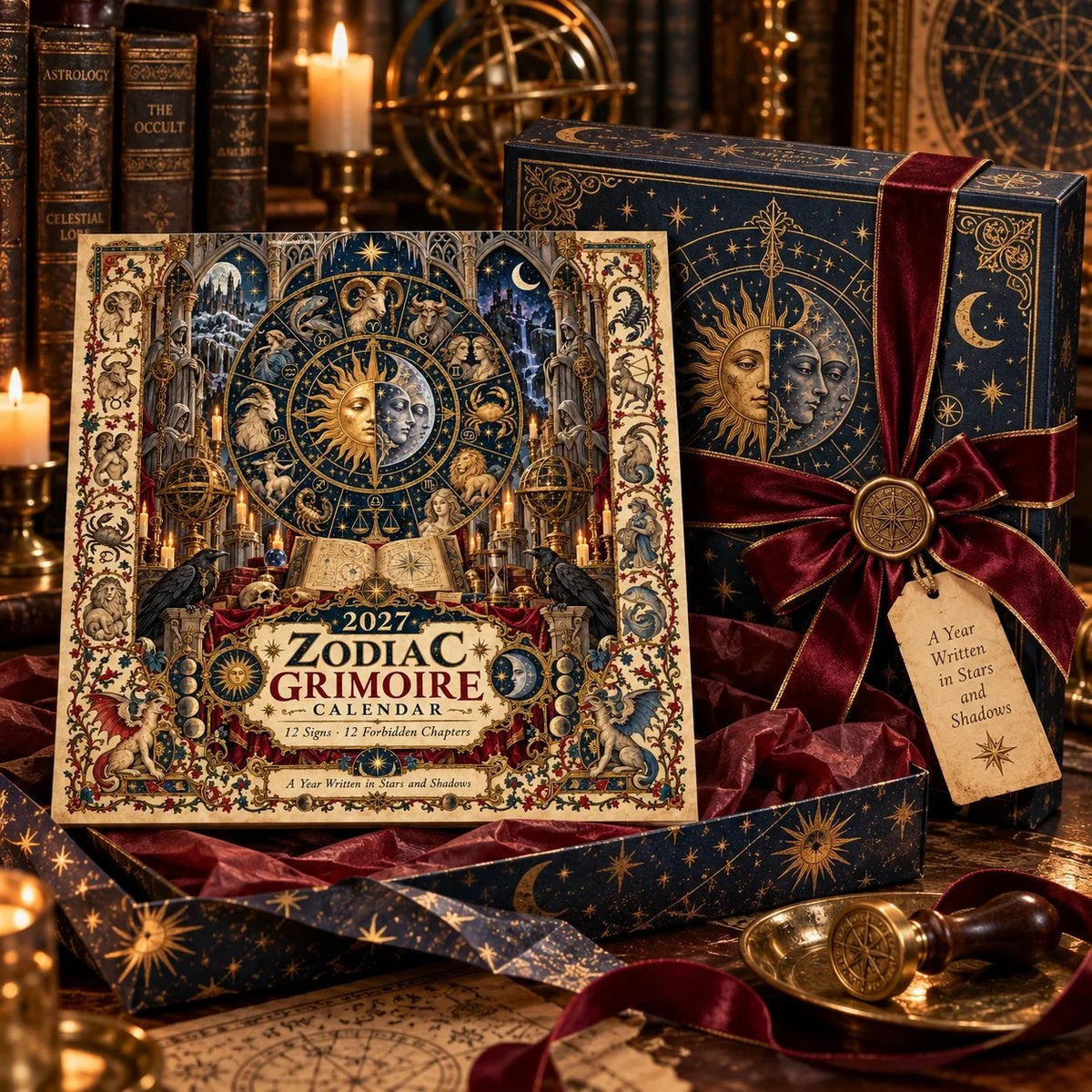✨2027 Zodiac Grimoire Calendar – 12 Months of Medieval Astrology Art📅