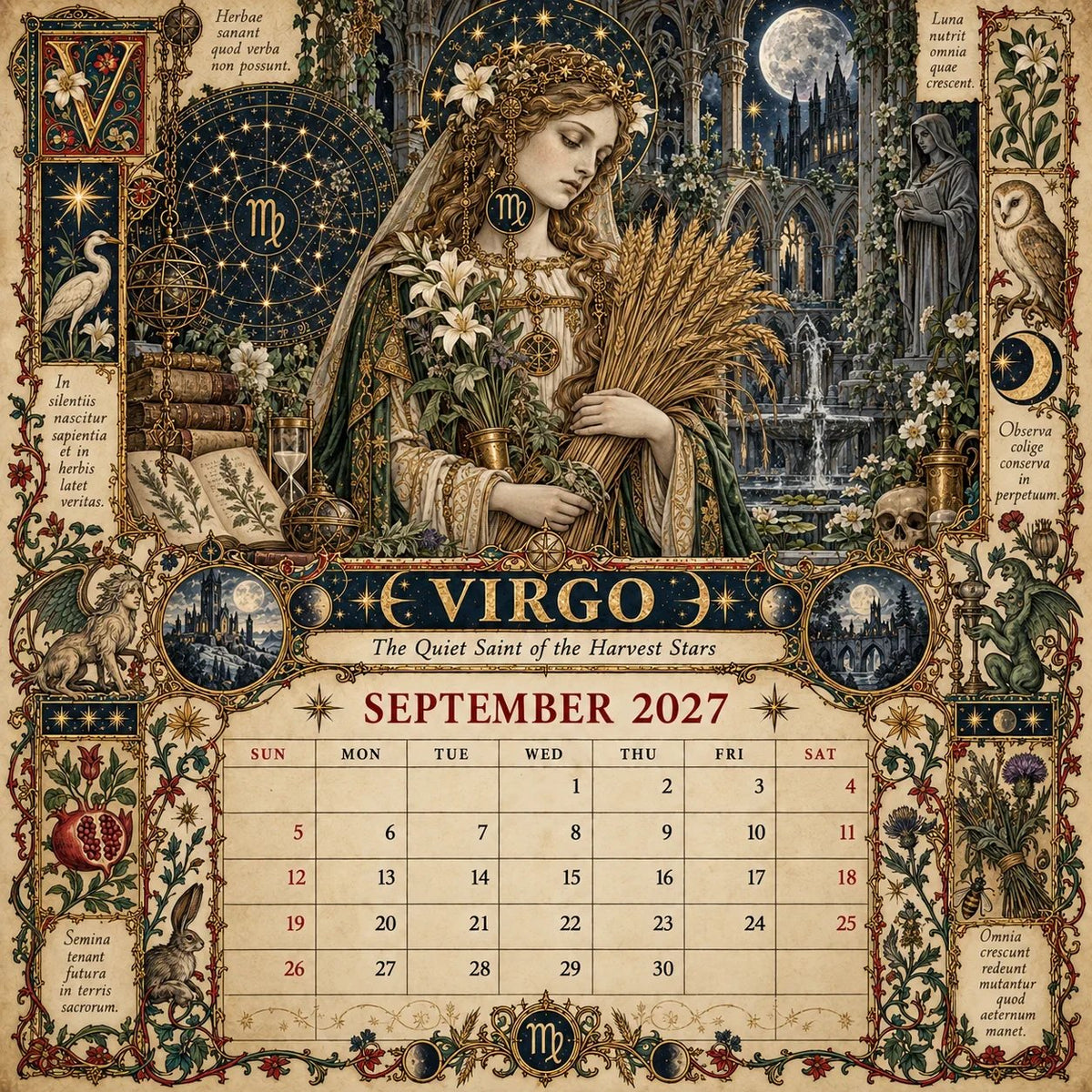 ✨2027 Zodiac Grimoire Calendar – 12 Months of Medieval Astrology Art📅