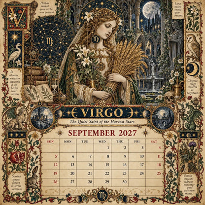 ✨2027 Zodiac Grimoire Calendar – 12 Months of Medieval Astrology Art📅