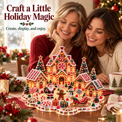 🔥Last Day 70% OFF –✨3D Magical Christmas Village – DIY Rhinestone Set for Festive Table Decor
