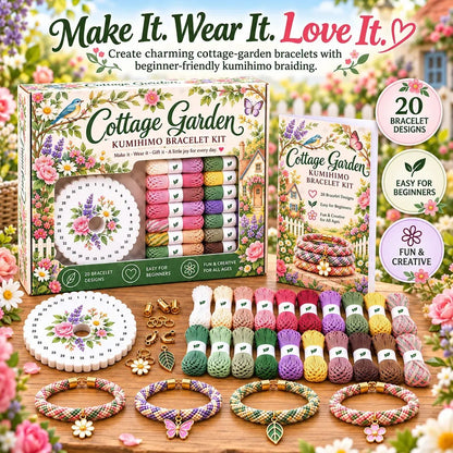 🔥 LAST DAY 70% OFF -✨Beginners Friendily🌸Cottage Garden Kumihimo Bracelet Making Kit – DIY Braided Friendship Bracelets & Creative Gift Set