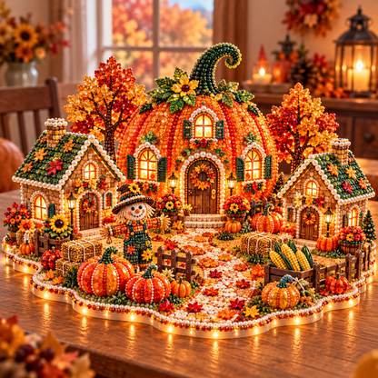 🍂 DIY Sparkling Autumn Village — 3D Diamond Art Decoration Kit