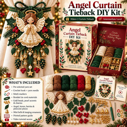 ⏳ Last Day 70% OFF – 🎄 Christmas Crochet Curtain Tieback DIY Kit | Beginner-Friendly Options, 8 Festive Designs 🧶