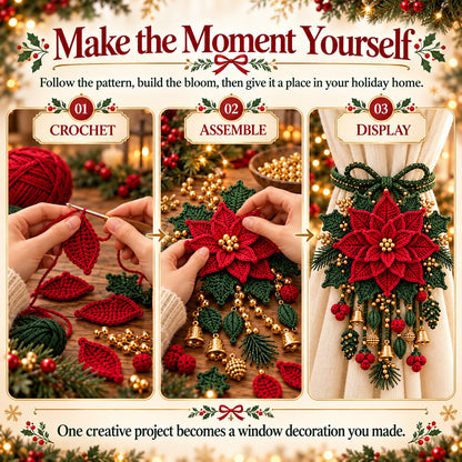 ⏳ Last Day 70% OFF – 🎄 Christmas Crochet Curtain Tieback DIY Kit | Beginner-Friendly Options, 8 Festive Designs 🧶