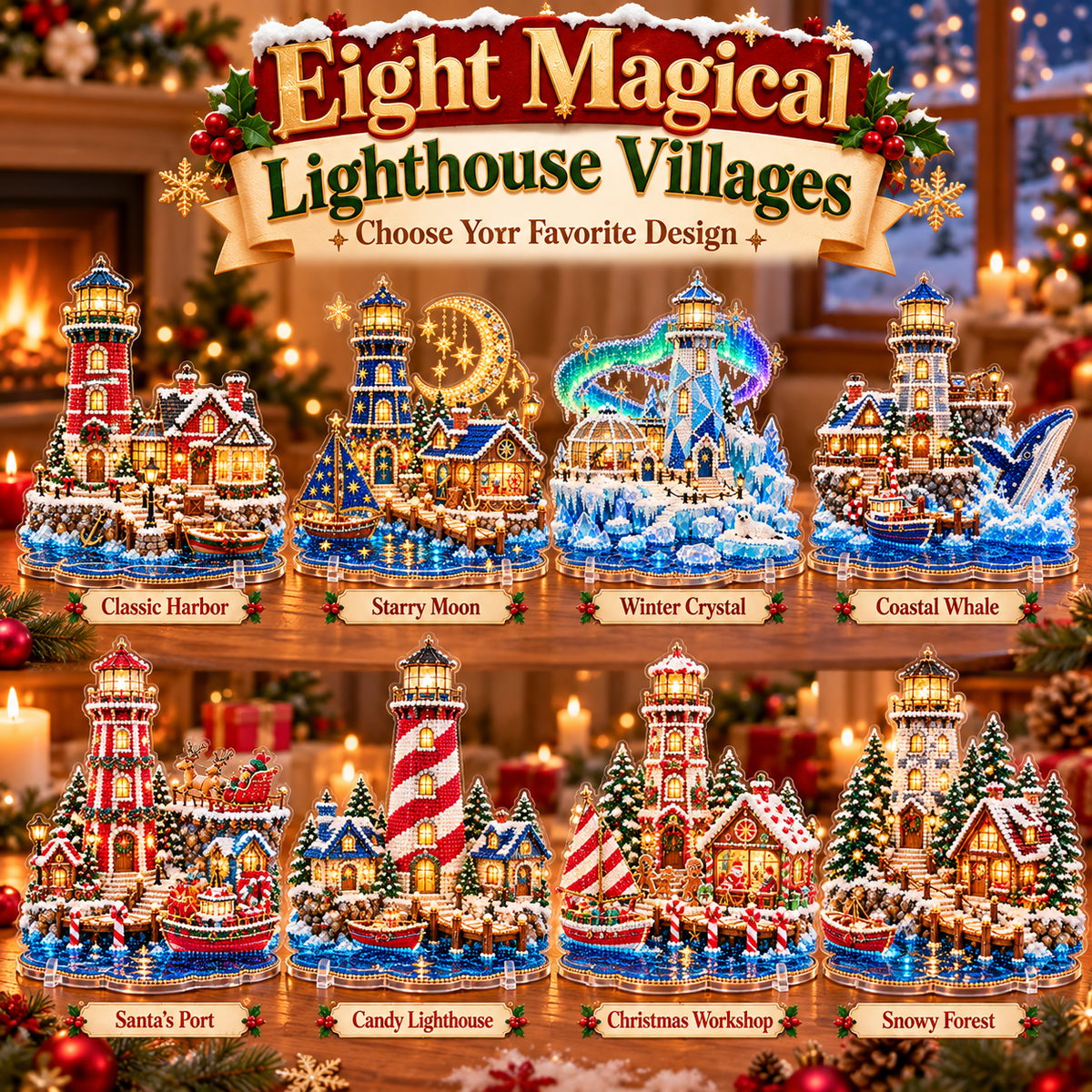 🔥 LAST DAY 70% OFF | 🎄2026 Christmas Lighthouse DIY Diamond Painting Kit – Sparkling Pearl Beads & Christmas Home Decor 🎁