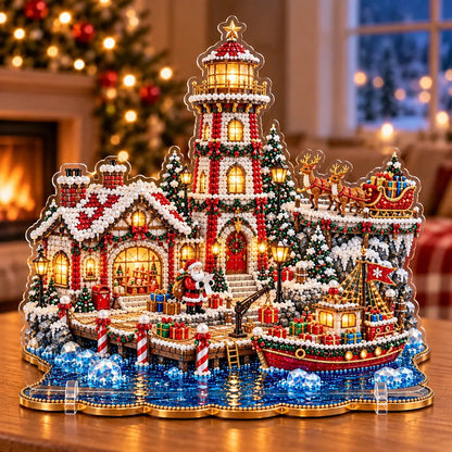 🔥 LAST DAY 70% OFF | 🎄2026 Christmas Lighthouse DIY Diamond Painting Kit – Sparkling Pearl Beads & Christmas Home Decor 🎁