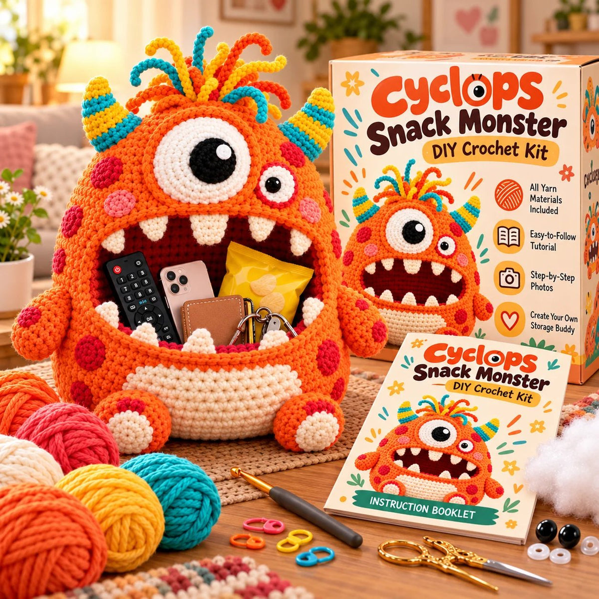 ✨🏆Limited Time Holiday Sale 70% OFF🎄Clutter Munchers Hungry Monster DIY Crochet Storage Buddies 👾🧶