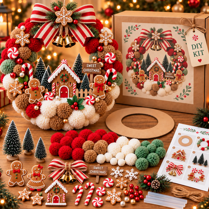 🎄 🔥 Holiday Sale: 70% OFF- DIY Christmas Pom-Pom Wreath Kit – 4 Magical Holiday Designs