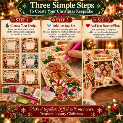 🔥Holiday Sale 70% OFF-🎄 DIY Christmas Pearl & Rhinestone Photo Frame Kit | Beginner-Friendly Holiday Craft 💎