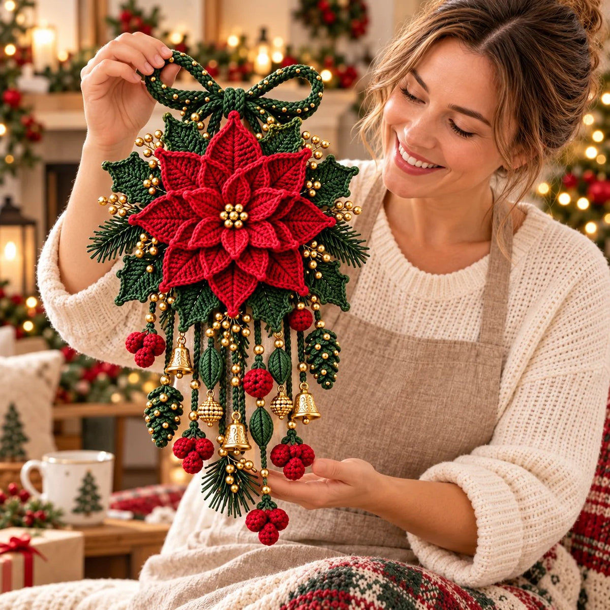 ⏳ Last Day 70% OFF – 🎄 Christmas Crochet Curtain Tieback DIY Kit | Beginner-Friendly Options, 8 Festive Designs 🧶