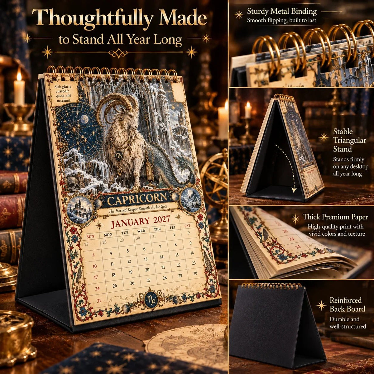 ✨2027 Zodiac Grimoire Calendar – 12 Months of Medieval Astrology Art📅