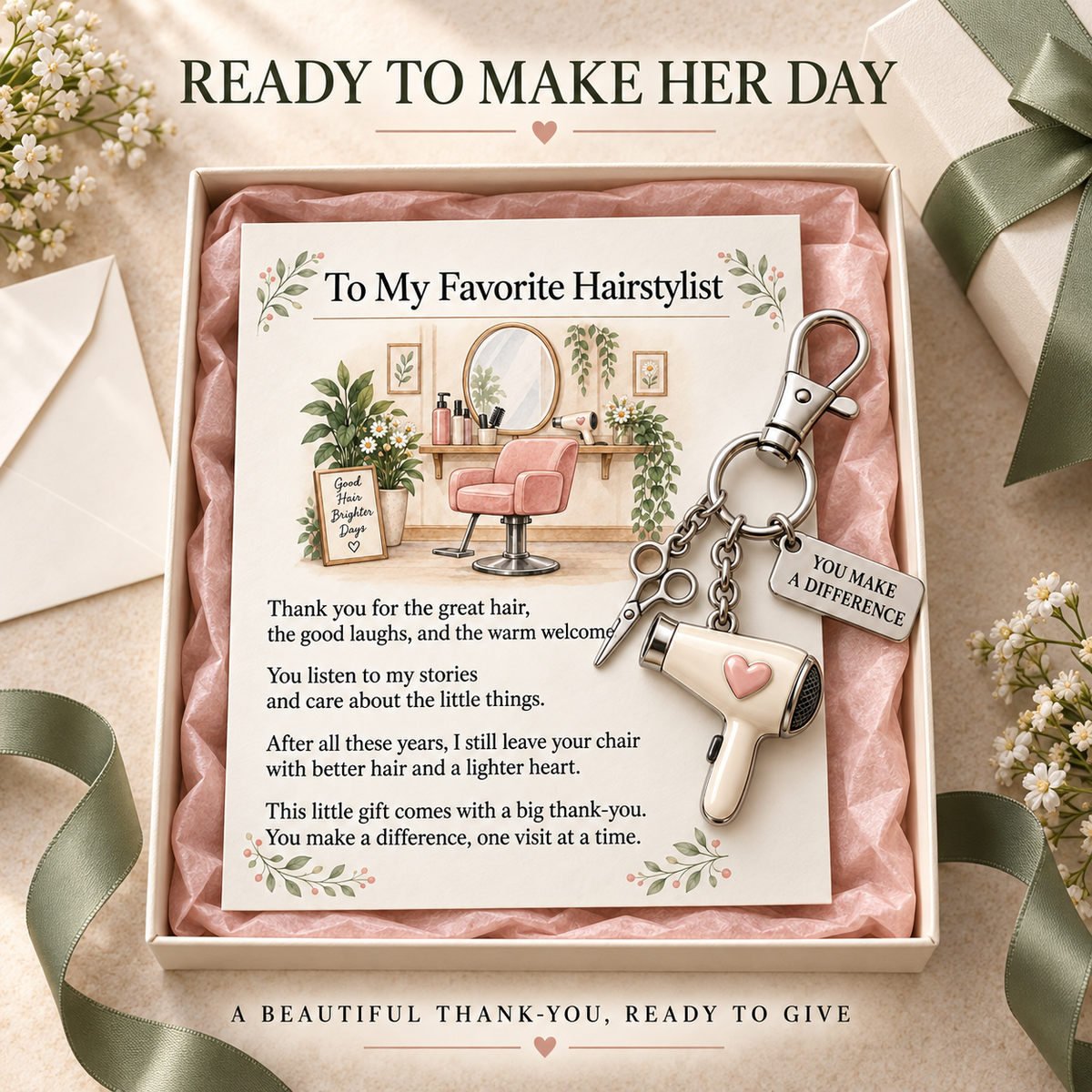 ✨  🔥 Holiday Sale: 70% OFF-The "You Make a Difference" Appreciation Gift Set – Keychain & Greeting Card ✨