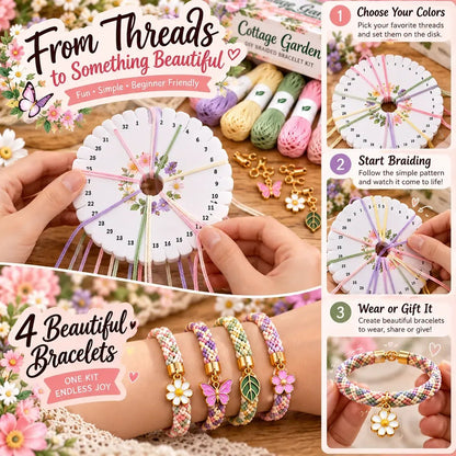 🔥 LAST DAY 70% OFF -✨Beginners Friendily🌸Cottage Garden Kumihimo Bracelet Making Kit – DIY Braided Friendship Bracelets & Creative Gift Set