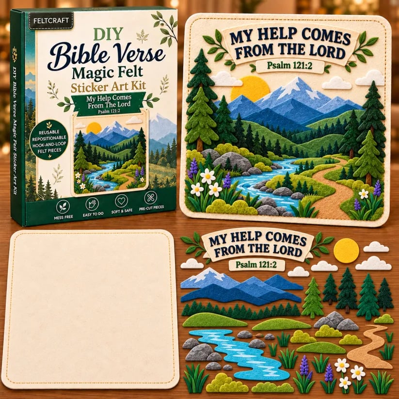 🔥 Holiday Sale: 70% OFF-🌿✝️ Bible Verse Magic Felt Sticker Art DIY Kit – 6 Faith-Inspired Designs