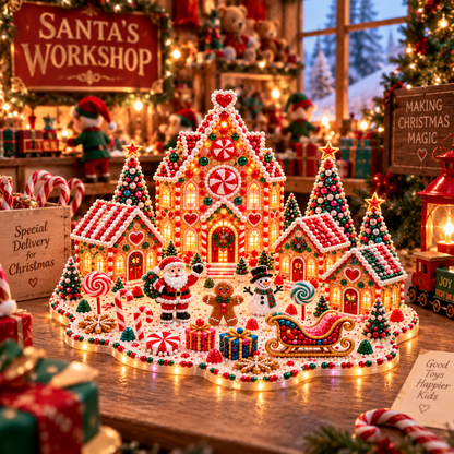 🔥Last Day 70% OFF –✨3D Magical Christmas Village – DIY Rhinestone Set for Festive Table Decor